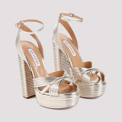 Aquazzura Gold Ankle-strap Heels In Gold