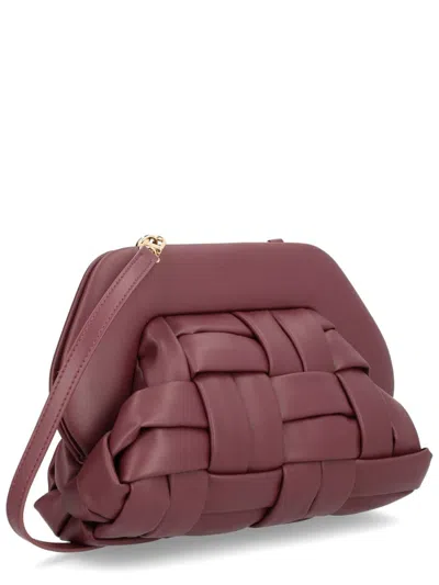 Themoirè Woven Rectangular Clutch Bag Detachable Strap In Purple