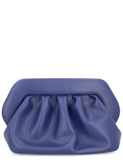 Themoirè Modern Pleated Clutch Wrist Strap In Blue