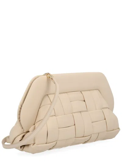 Themoirè Woven Rectangular Clutch Bag Detachable Strap In Neutral