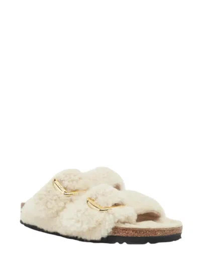 Birkenstock Slipper Arizona With Outter Teddy In Neutral