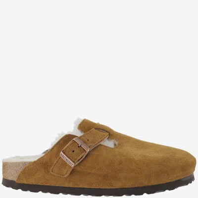 Birkenstock Boston Mules With Shearling In Nude