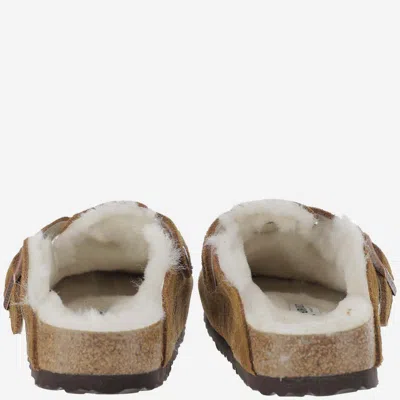 Birkenstock Boston Mules With Shearling In Nude