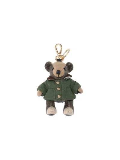 Burberry Thomas Teddy Bear Keyring Charm In Green