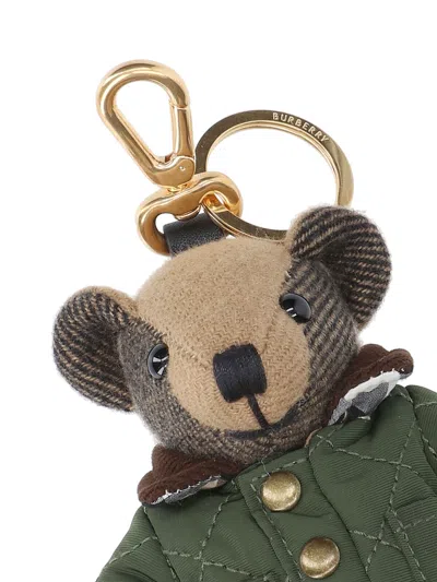 Burberry Thomas Teddy Bear Keyring Charm In Green