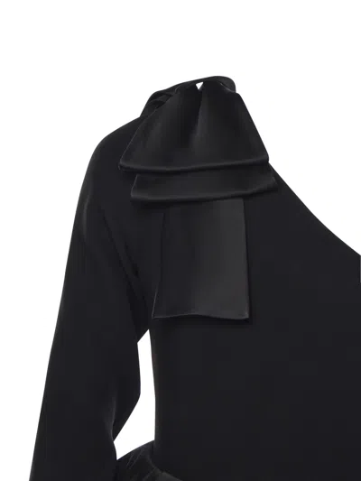 Valentino One-shoulder Dress With Ruffles In Black