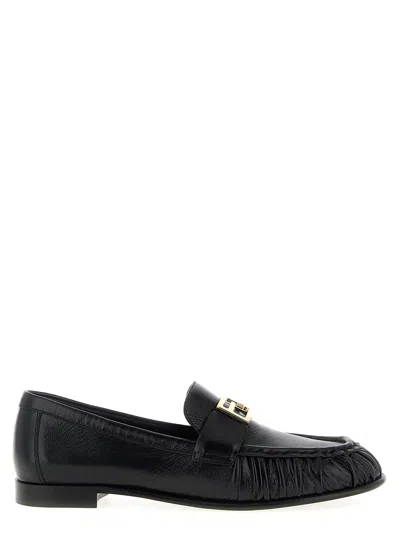 Fendi Nappa Leather Baguette Loafers Fringe Detail In Black