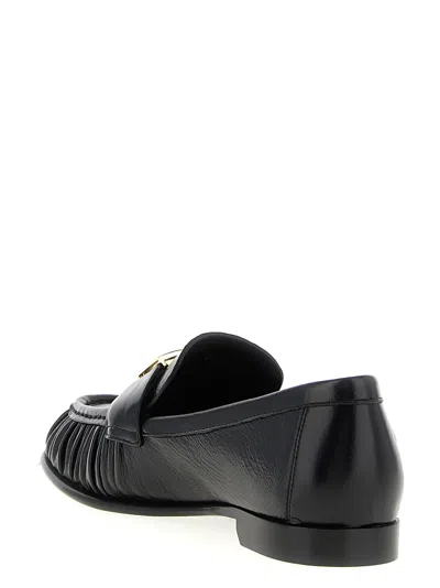 Fendi Nappa Leather Baguette Loafers Fringe Detail In Black