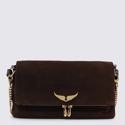 Zadig & Voltaire Wood Leather Rock Ii Suede Shoulder Bag In Orange