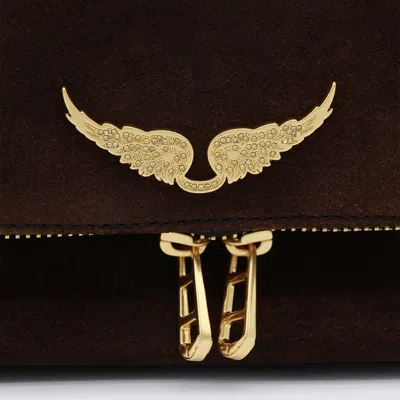 Zadig & Voltaire Wood Leather Rock Ii Suede Shoulder Bag In Orange