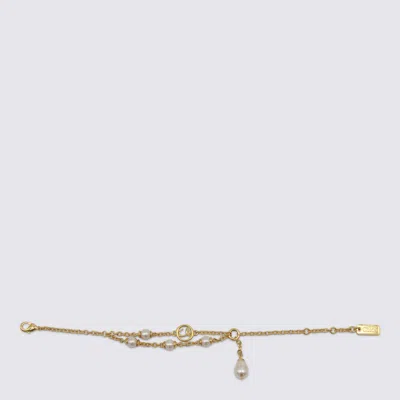 Chloé Adjustable Pearl Embellished Gold-tone Bracelets In Gold