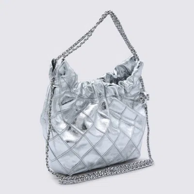 Tory Burch Silver Leather Crossbody Bag In Silver
