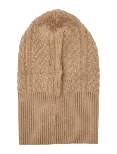 Max Mara Cashmere Cable-knit Balaclava In Brown