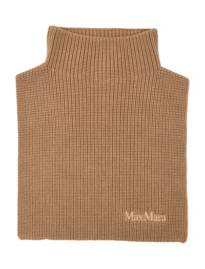 Max Mara Orsola Wool Ribbed Neckwarmer In Brown