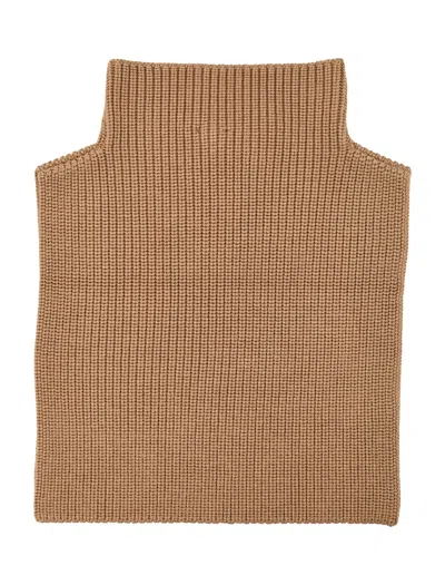 Max Mara Orsola Wool Ribbed Neckwarmer In Brown