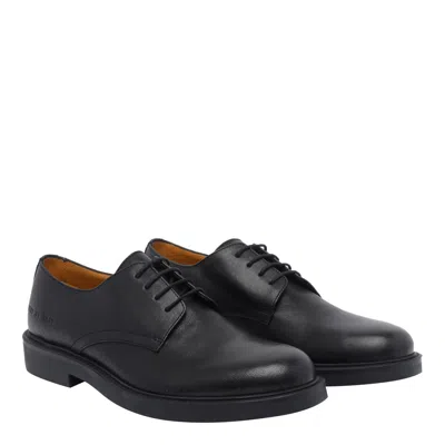 Common Projects Officer Style Lace Up Brogues In Black