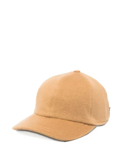 Borsalino Cashmere Baseball Cap Curved Brim In Brown