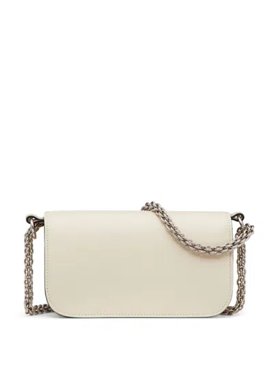 Valentino Small Leather Shoulder Bag With Swarovski Crystal In Neutral