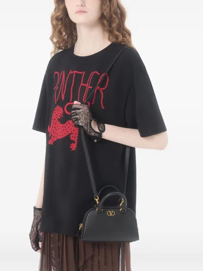 Valentino Mini Grained Leather Vlogo Signature Top-handle Bag In Black