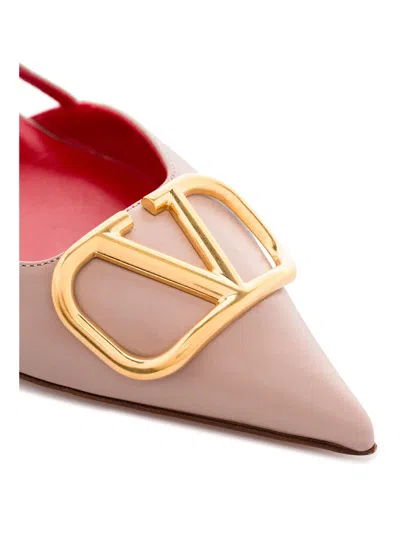 Valentino Vlogo Signature Leather Slingback Pumps In White
