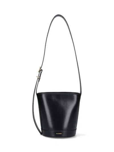Jil Sander Cannolo Bucket Bag In Black