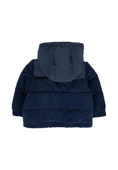 Hugo Boss Blue Down Jacket For Baby Boy With Logo In Blue