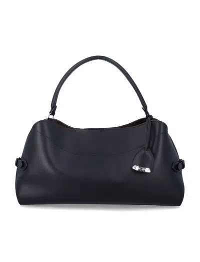 Ralph Lauren Leather Structured Shoulder Satchel In Black