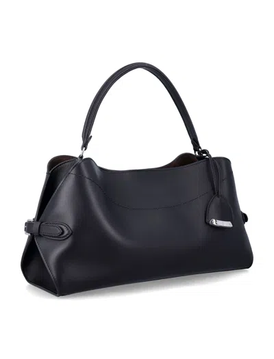 Ralph Lauren Leather Structured Shoulder Satchel In Black