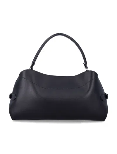 Ralph Lauren Leather Structured Shoulder Satchel In Black