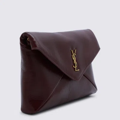 Saint Laurent Dark Red Leather Cassandre Mini Bag In Purple