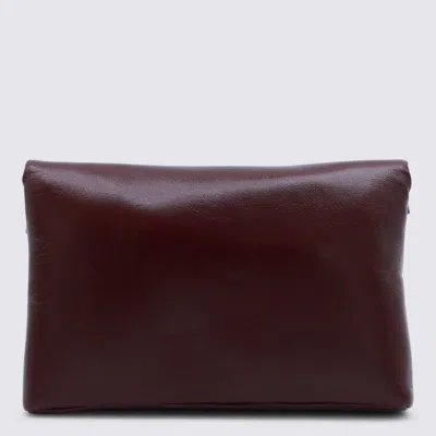 Saint Laurent Dark Red Leather Cassandre Mini Bag In Purple