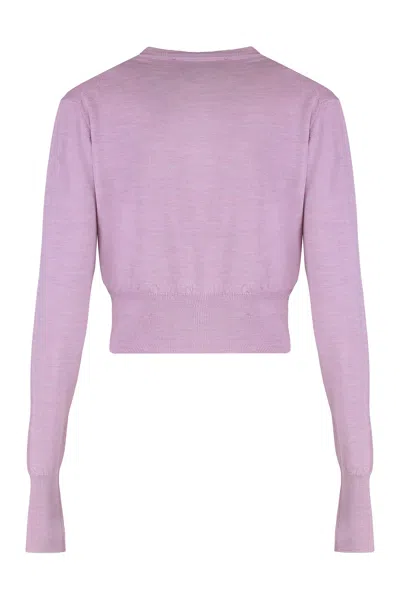 Vivienne Westwood Bea Cropped Knit Cardigan Crew Neck In Pink