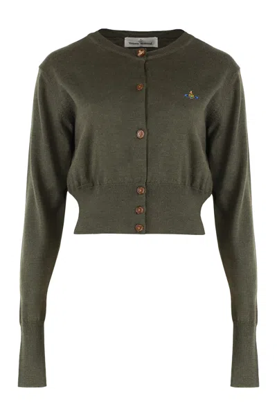 Vivienne Westwood Bea Cropped Knit Cardigan Long Sleeves In Green