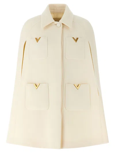 Valentino Drill Hood Capes White In Neutral