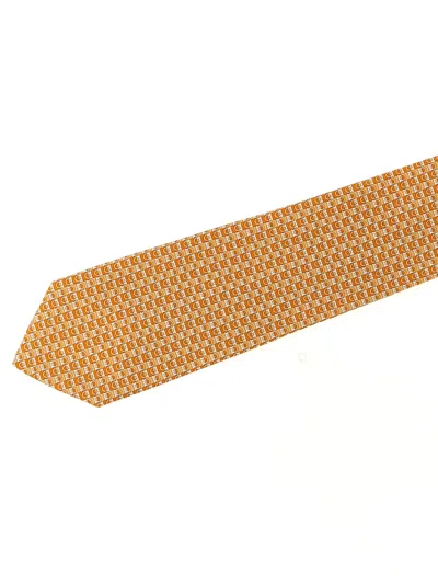 Ferragamo Gancini Print Tie In Orange