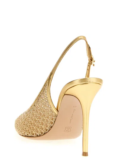 Gianvito Rossi Nikki Mesh Slingback Pumps Metallic Stiletto In Gold