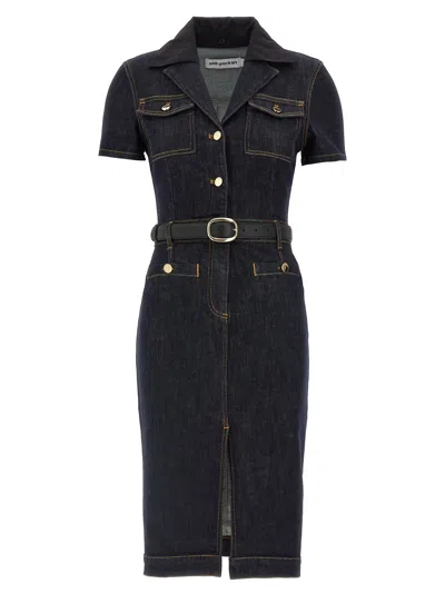 Self-portrait Indigo Denim Midi Dresses Blue In Blue