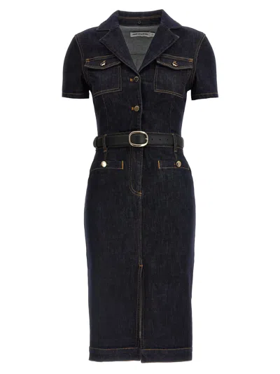 Self-portrait Indigo Denim Midi Dresses Blue In Blue