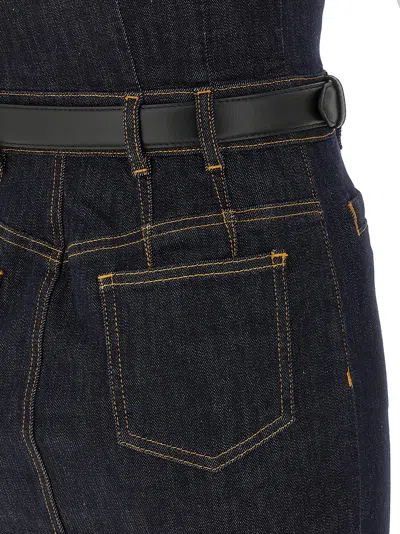 Self-portrait Indigo Denim Midi Dresses Blue In Blue