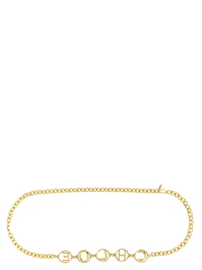 Chloé Script Logo Chain Belt Gold Tone In Gold