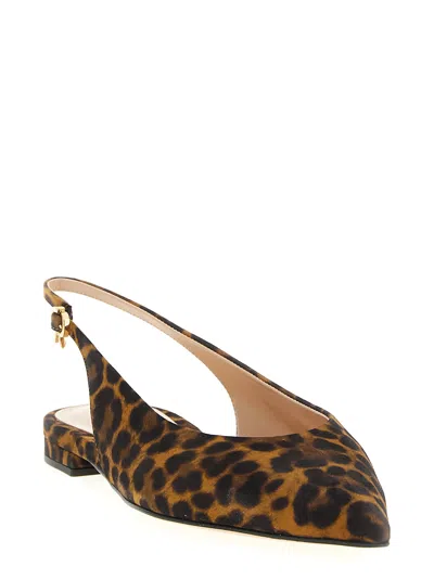 Gianvito Rossi Robbie Animal Print Flat Slingback Ballerinas In Brown