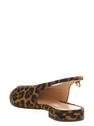 Gianvito Rossi Robbie Animal Print Flat Slingback Ballerinas In Brown