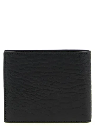 Ferragamo Revival Black Wallet With Gancini Buckle On The Front In Hammered Leather Man In Black
