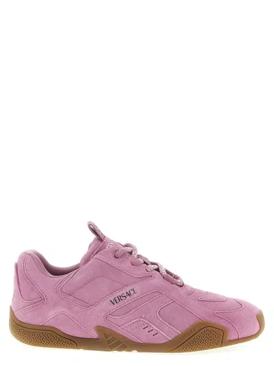Versace Galaxia Suede Lace-up Trainers In Pink