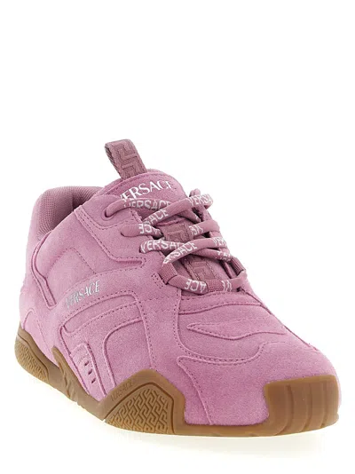 Versace Galaxia Suede Lace-up Trainers In Pink