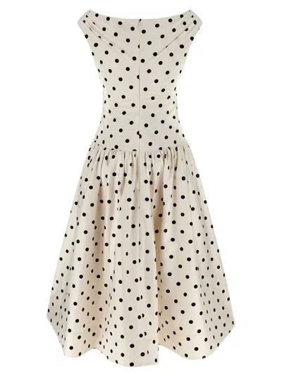 Self-portrait Cream Polka Dot Cotton Midi Dress In White
