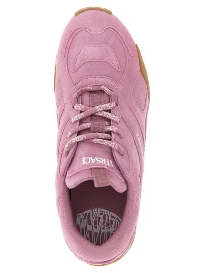 Versace Galaxia Suede Lace-up Trainers In Pink