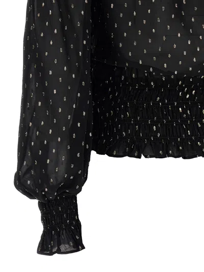 Self-portrait Black And Gold Chiffon Top In Black