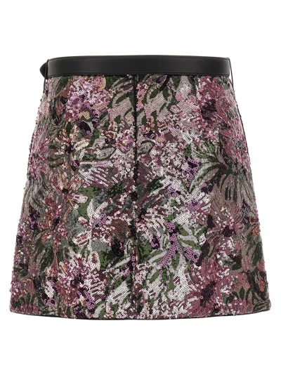Self-portrait Floral Sequin Mini Skirts Pink In Pink