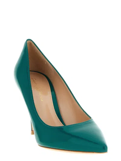 Gianvito Rossi Teal Pointed Toe Heels In Green